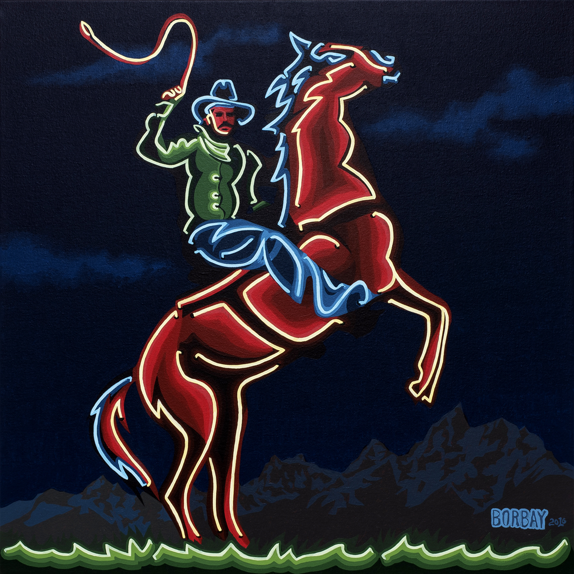The Neon Cowboy Painting by Borbay