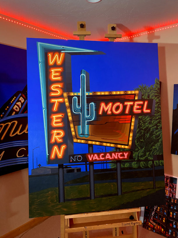 The Western Motel, Sayre Oklahoma — A Route 66 Painting - BORBAY