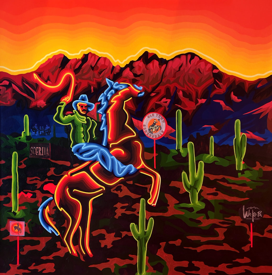 Neon Cowboy Scottsdale Painting Process by Borbay 7