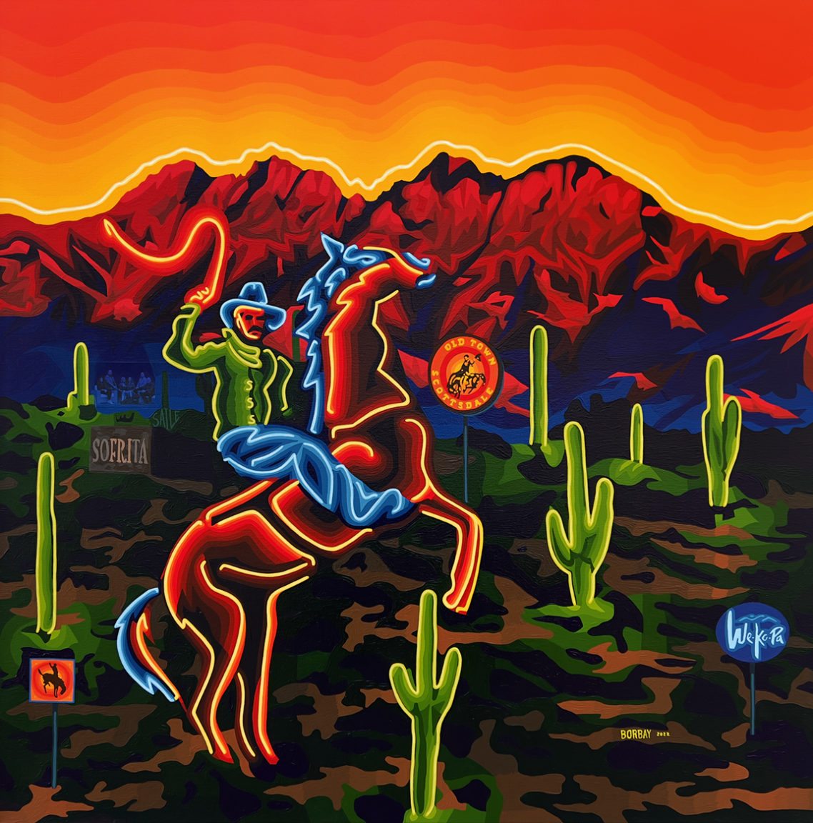 Neon-Cowboy-Scottsdale-Painting-by-Borbay-2022