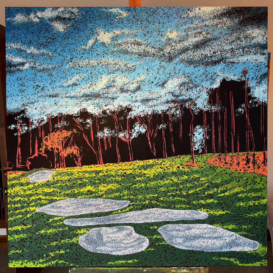 Flowering Peach August Hole 3 Painting Process by Borbay 5