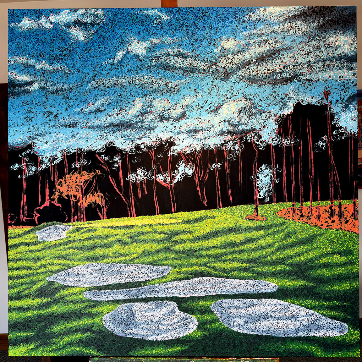 Flowering Peach August Hole 3 Painting Process by Borbay 6