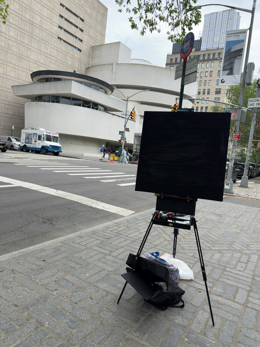 Cartoon Cake Guggenheim Painting Process 1 by Borbay