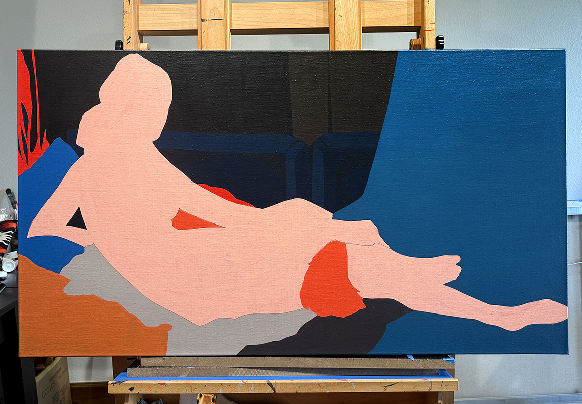 Neon Grande Odalisque by Borbay Painting Process 2 - BORBAY Neon Grande Odalisque by Borbay Painting Process 2