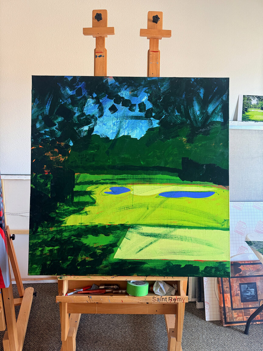 4 Augusta National Flowering Crabapple Hole 4 Painting Process by Borbay - BORBAY 4 Augusta National Flowering Crabapple Hole 4 Painting Process by Borbay