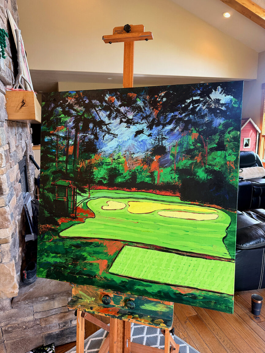 6 Augusta National Flowering Crabapple Hole 4 Painting Process by Borbay - BORBAY 6 Augusta National Flowering Crabapple Hole 4 Painting Process by Borbay