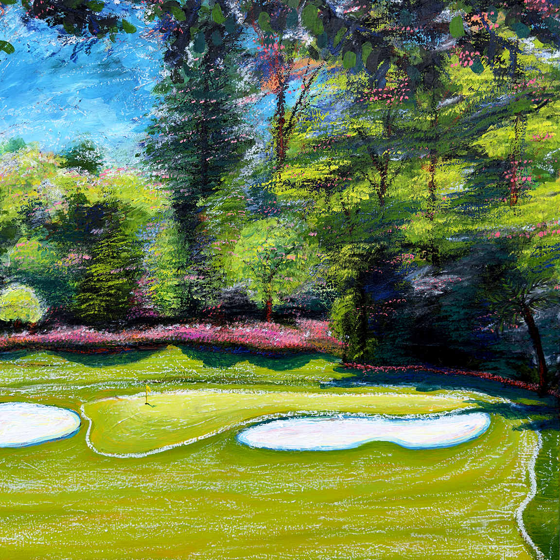 9 Augusta National Flowering Crabapple Hole 4 Painting Detail by Borbay - BORBAY 9 Augusta National Flowering Crabapple Hole 4 Painting Detail by Borbay